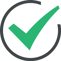 A green checkmark inside a partially drawn black circle on a light gray background, symbolizing approval or completion.